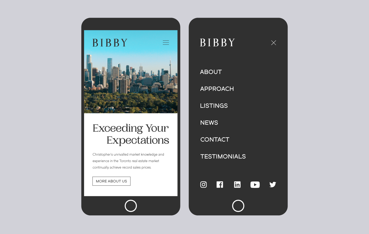 Bibby Mobile Homepage and Menu