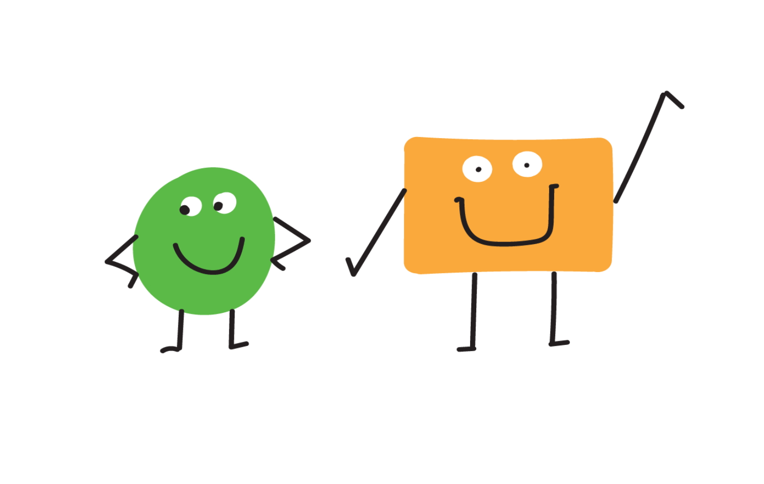 City Kids Animated School Spirits - Green Circle and Orange Rectangle