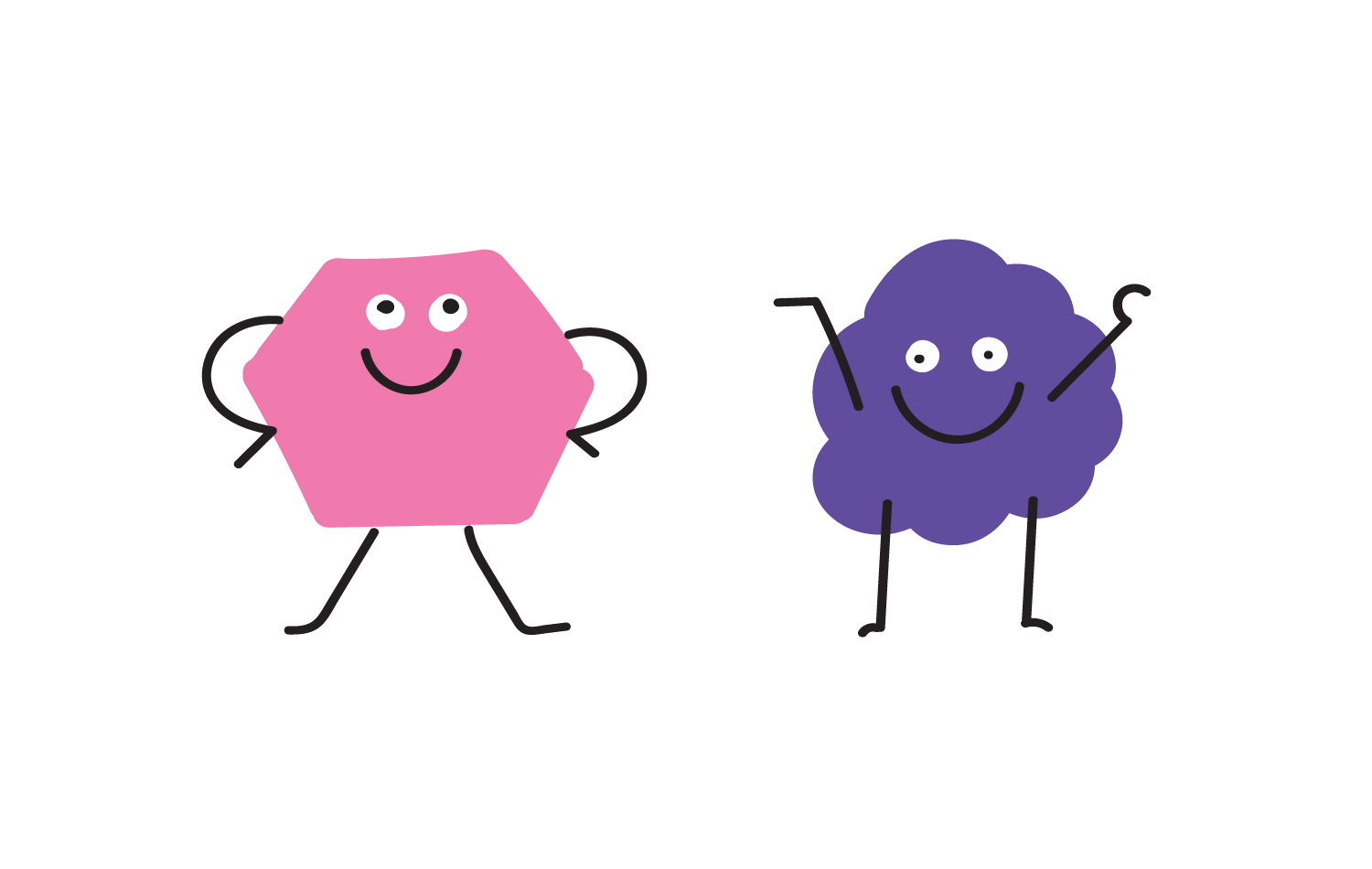 City Kids Animated School Spirits - Pink Hexagon and Purpple Blob